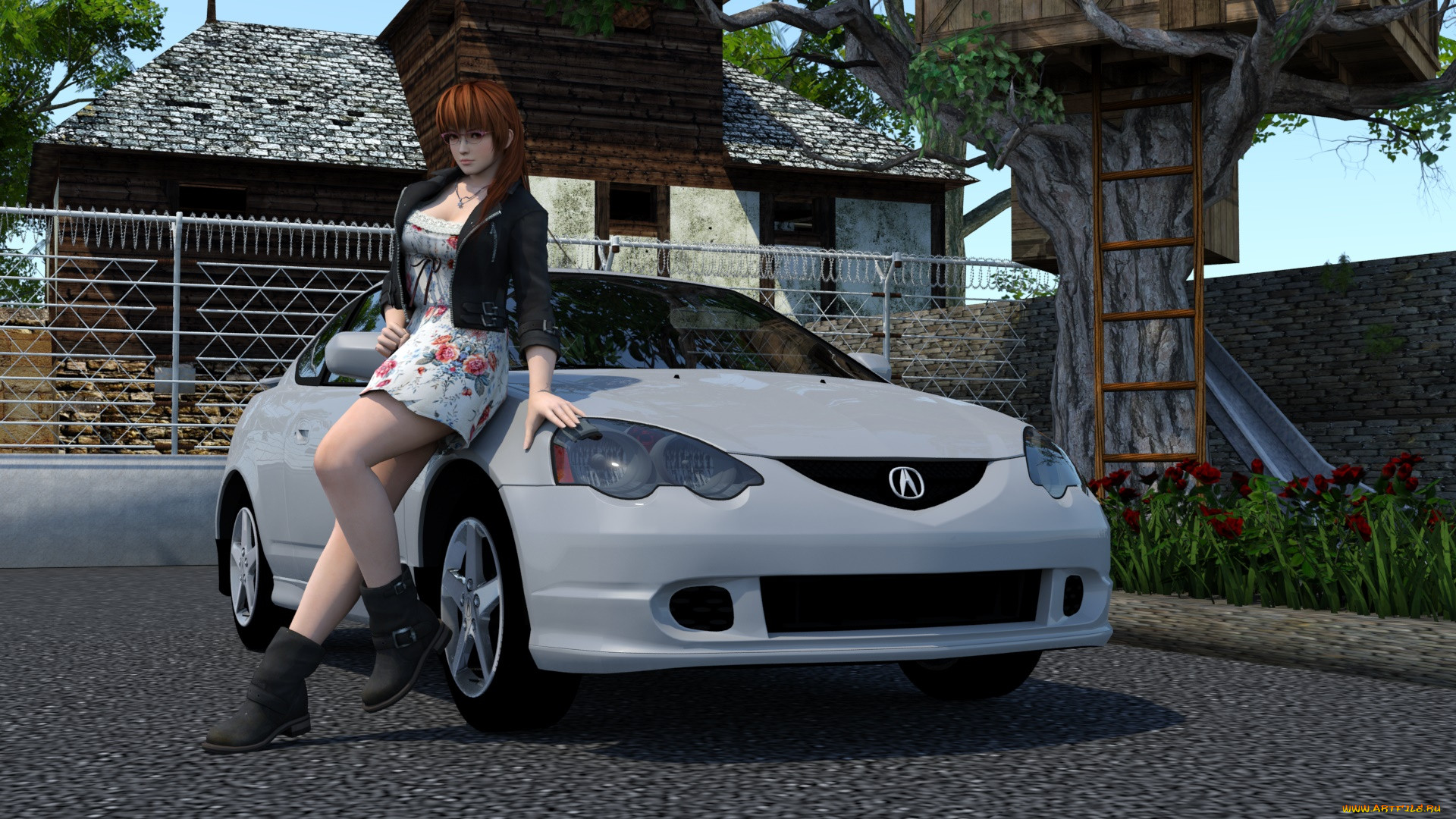 , 3d car&girl, , , , 